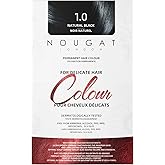 NOUGAT Natural Black Permanent Hair Color Kit - 100% Gray Coverage, Ammonia Free & PPD Free for Sensitive Scalp - 3-in-1 Color, Repair & Nourish System with Anti-Aging Hair Mask & Essence