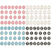 Kinteshun Alphabet Letter Charms,Initial A-Z Alphabet Round Double-side Enamel Letters Charm Pendant Bead for DIY Personalized Jewelry Making Findings(4 sets/104pcs)