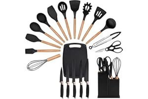 Silicone Cooking Utensils Set - 19Pcs Kitchen Utensils,Turner Tongs,Spatula,Spoon,Brush,Whisk,Kitchen Utensil Gadgets Tools S
