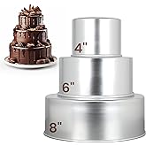 Aunt Shannon's Kitchen Tall Round Cake Pans - 4 Inch, 6 Inch, 8 Cake Pan Set for 3 Tiered Aluminum Pans Sets for Baking Wedding,Birthday Cakes,Leak Proof & Straight Side, Non-toxic & Dishwasher Safe