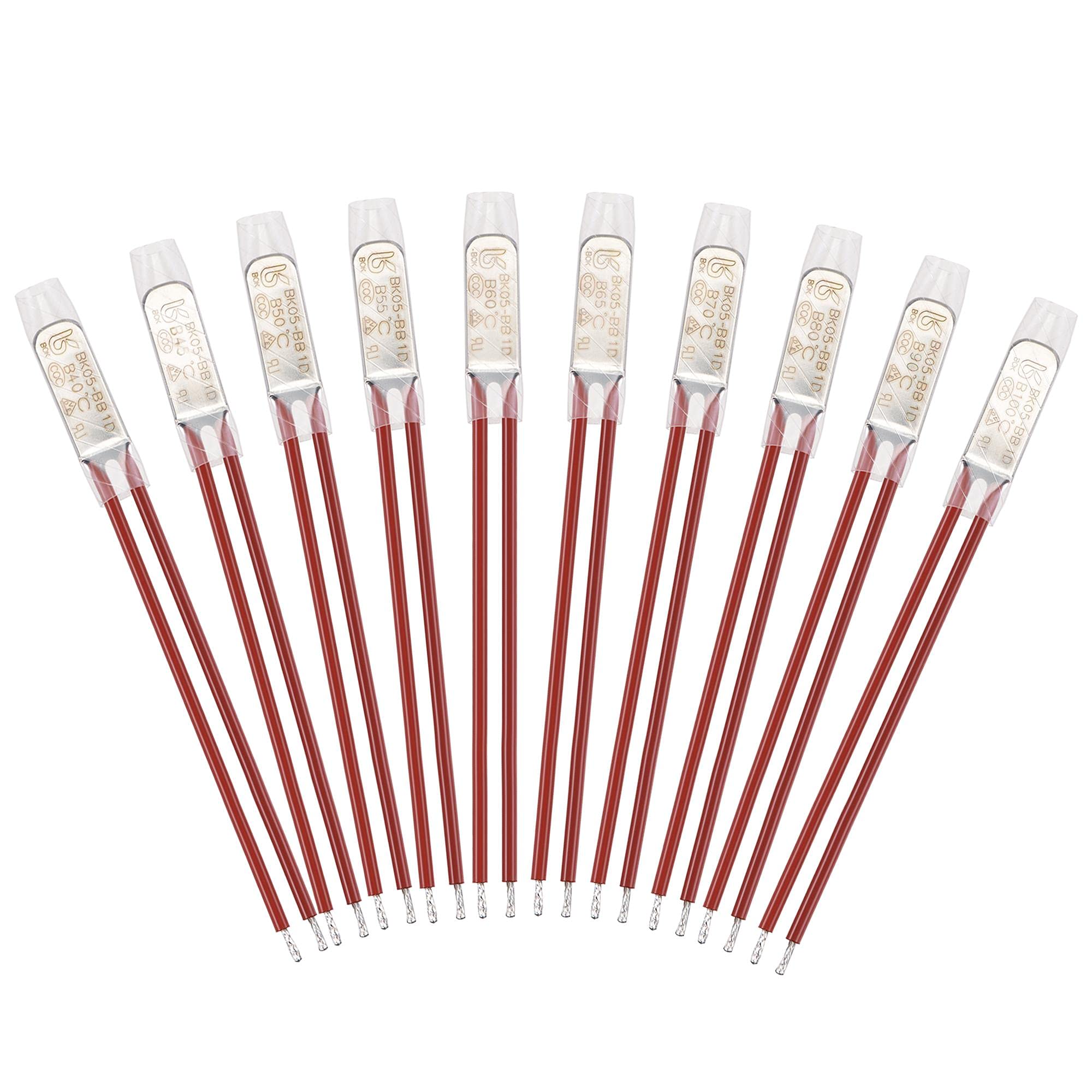 sourcing map 10pcs KSD9700 Thermostat, Normally Close 40-100°C(104-212°F) 10A N.C Temperature Control Switch Assortment Kit