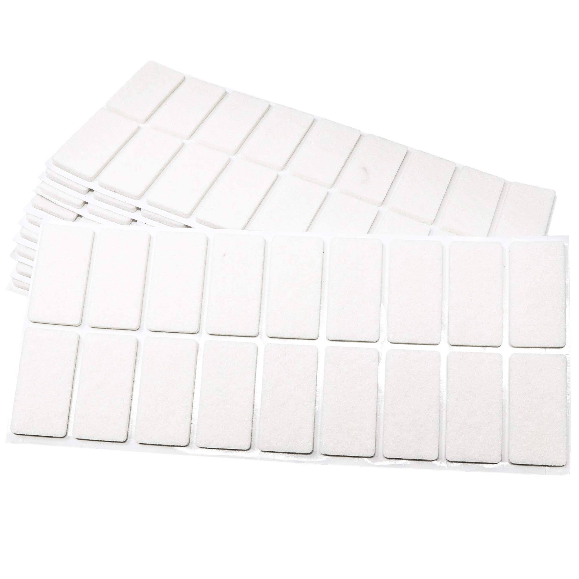 Adsamm® / 180 x self-adhesive felt pads/White / 0.98x1.97'' (25x50 mm) / rectangular / 0.138'' / 3.5 mm thick stick-on furniture felt glides/Furniture & Chair Glides