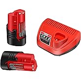 Volt1799 2-Pack 3.0Ah 12V Batteries 48-11-2420 and Rapid Charger for Mliwaukee 12v Tools