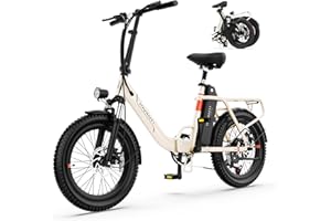 INVANTI Electric Bike, 20" Fat Tire Step-Thru Electric Bicycle, 900W Peak Motor 45 Miles 20MPH Top Speed, Dual Suspension & 7-Speed Folding Ebike for Adults with Rear Rack