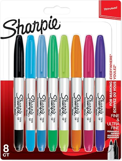 Sharpie Twin Tip Permanent Markers 8 Assorted Colours Fine & Ultra-Fine