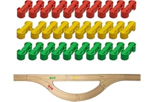 BUNU1492 Wooden Train Track Accessories, 30 Pcs Colorful Dog Bone Track Connectors, Compatible with All Wooden Train Track, Christmas Birthday Gift for Boys Girls, Track Toys Expansion Pack for Kids Ages 3+