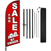 For Sale by Owner Flag, 8 ft Feather Flag Pole Kit, Outdoor Advertising Flags