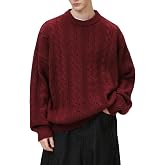 POHADON Men's Oversized Cable Knit Sweater Vintage Grandpa Aesthetic Grunge Pullover Tops Fall Winter Y2k Trendy Clothes