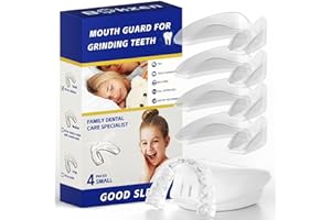 BOKZEN 4 Pack Kids Mouth Guard for Grinding Teeth, Moldable Kid Mouth Guard for Clenching Teeth at Night, Comfortable Mouthguard Stops Bruxism, TMJ (Clear, Small Size for Kids)
