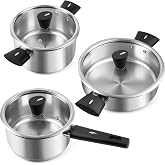 Meythway Stainless Steel Pots and Pans Set, 6-Piece Non Toxic Cookware Set with Glass Lids, Saucepan, Stockpot &amp; Saut&eacute; Pan, Induction Compatible, Dishwasher Safe, Even Heating Kitchen Cooking Set