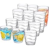 Amazing Abby - Wavely - 14-Ounce and 20-Ounce Plastic Tumblers (Set of 12), All-Clear Reusable Plastic Cups, Stackable, BPA-Free, Shatter-Proof, Dishwasher-Safe