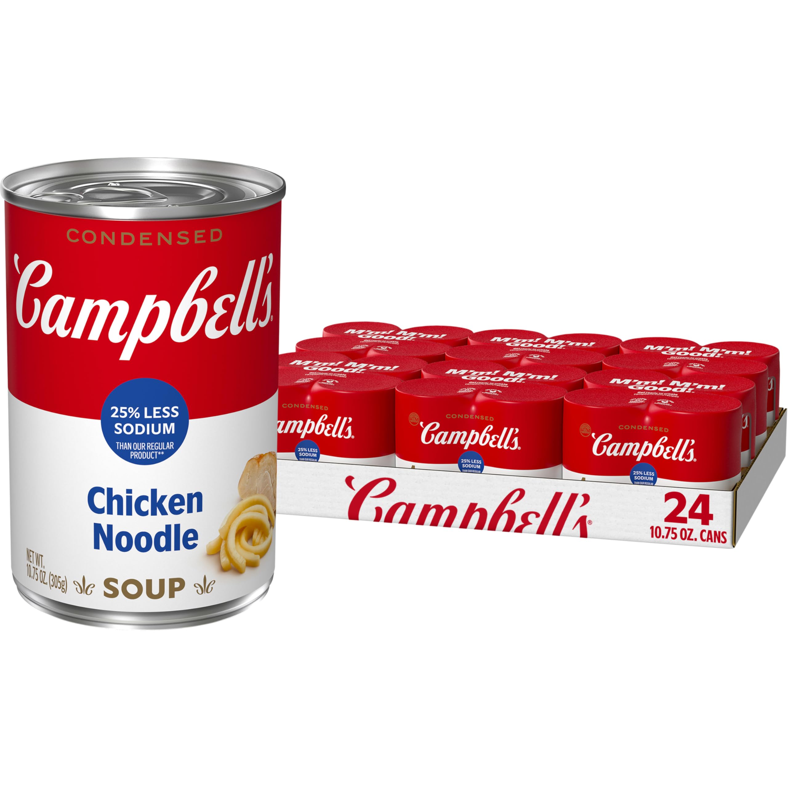 Campbell’s Condensed 25% Less Sodium Chicken Noodle Soup, 10.75 oz Can (24 Pack) Image