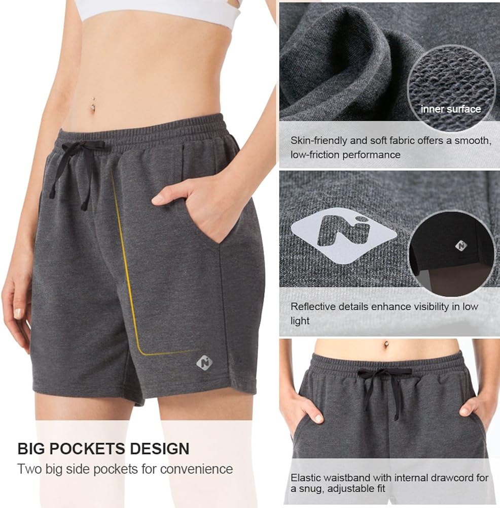 Naviskin Women's Bermuda Shorts Workout Athletic Yoga Shorts with Pockets Knee Length for Fitness Walking Gym Homework : Clothing
