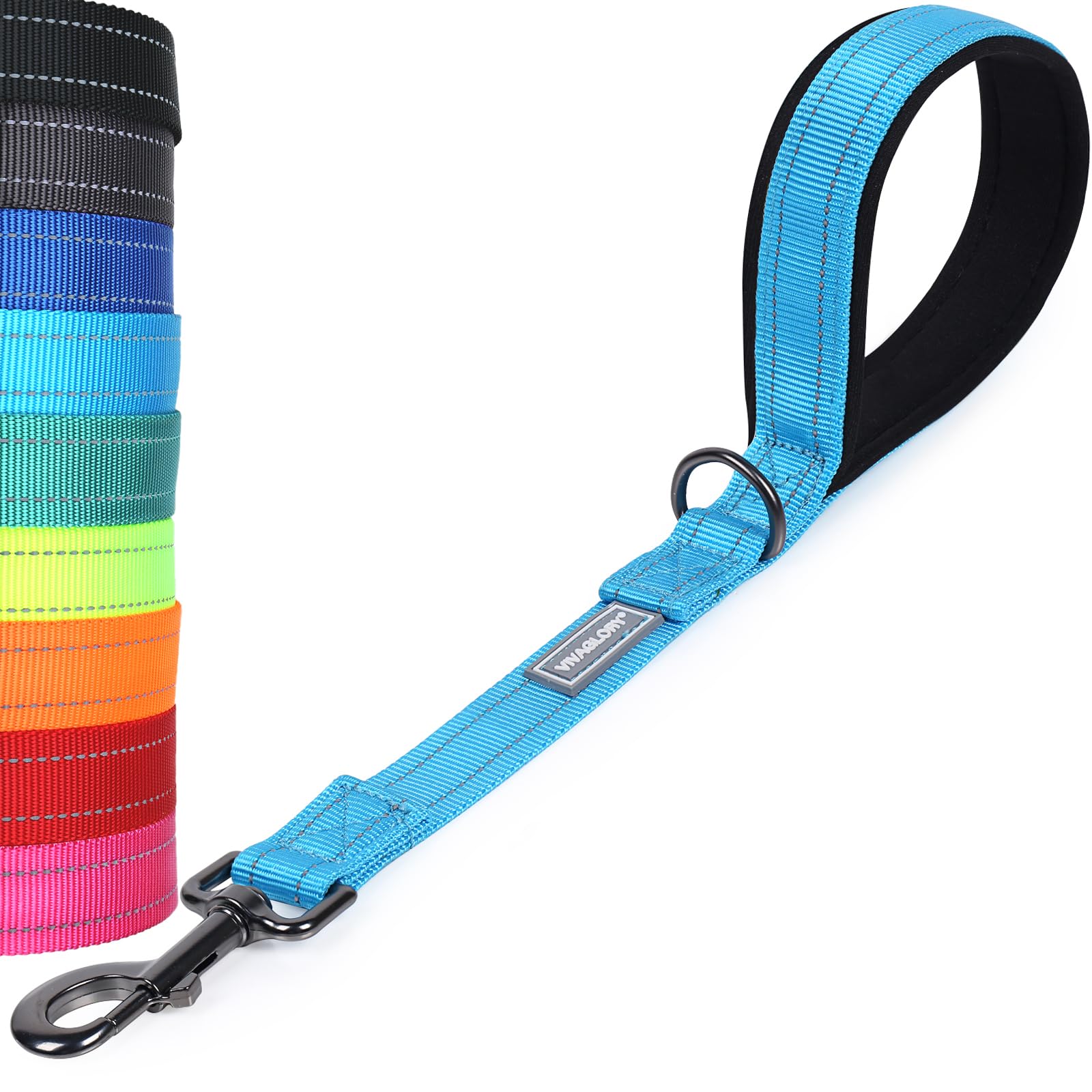 VIVAGLORY Short Dog Lead Closerok Traffic Leash for Dog with Soft Padded Handle for Training & Walking, 46cm, Lake Blue