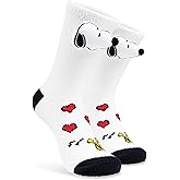 Peanuts Snoopy Fluffy Slipper Socks for Women Teens US Size 4-9, Non-Slip Fleece Socks with 3D Character, Cozy Gifts for Her