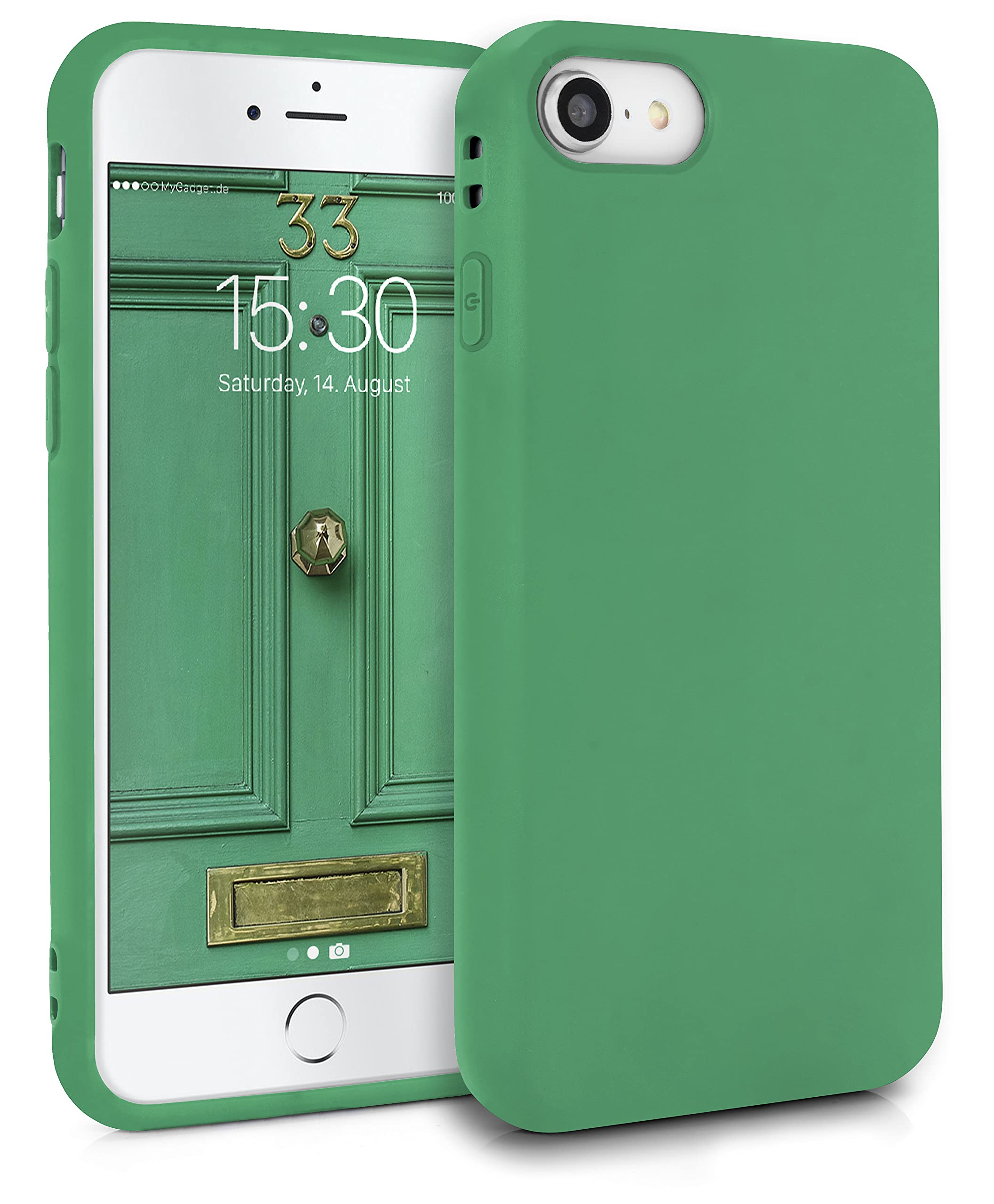 MyGadget TPU Case for iPhone 7 | 8 | SE 2020 | 2022 - [ Camera Protection & Anti Fingerprint ] - Silicone Cover with Soft Touch & Anti Scratch Shell - Matte Esmarald Green — image 1