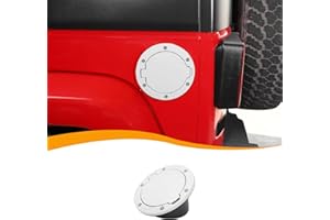 Hoolcar For JK Fuel Filler Door Gas Tank Cap Cover Compatible with Jeep Wrangler JK JKU 2007-2017, Exterior Accessories, White