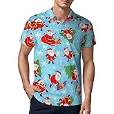 Men's Funny Golf Shirts Hawaiian Golf Polo Shirts Performance Moisture Wicking Quick Dry Athletic Short Sleeve Shirts