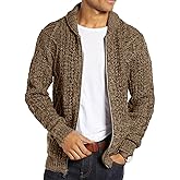 Ryannology Mens Shawl Neck Cardigan Sweater Cable Knit Button Up Closure with Pockets Winter Sweaters Outerwear