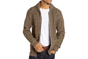 Ryannology Mens Shawl Neck Cardigan Sweater Cable Knit Button Up Closure with Pockets Winter Sweaters Outerwear