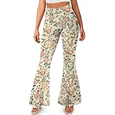 Jndtueit Yoga Pants Women Flared Slit Leggings Tummy Control High Waist Bell Bottom Trousers Plus Size Workout Bootleg Pants