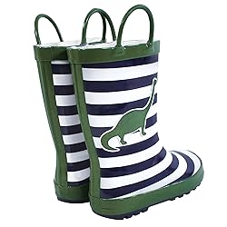 Hudson Baby Kids Rain Boots, Dino Stripe, 8 US