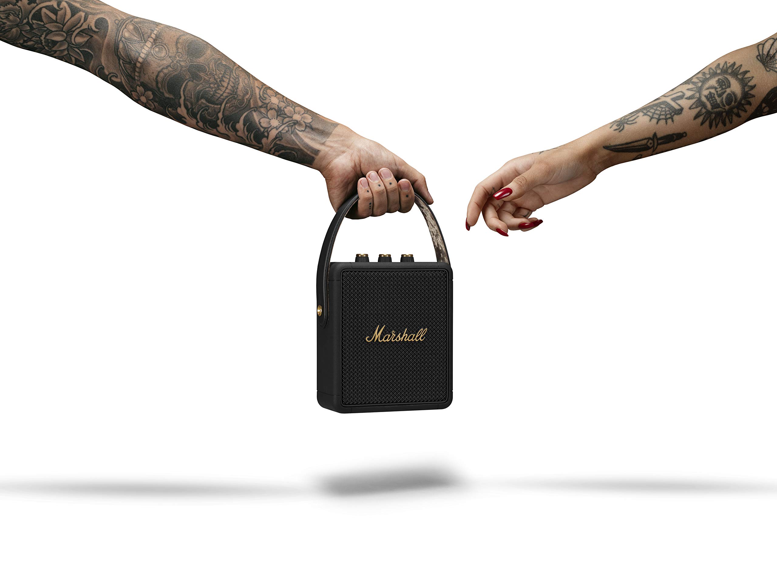 Marshall Stockwell II Portable Bluetooth Speaker, Black and Brass