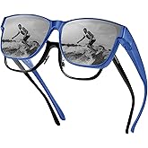 URUMQI Polarized Sunglasses Fit Over Glasses for Men Women, Oversized Square Shades UV400 Protection