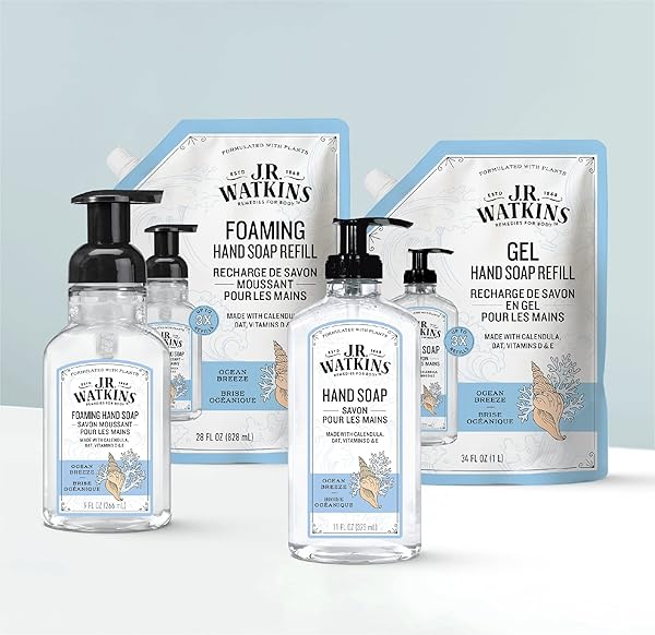 J.R. WATKINS 20632 FOAM HAND SOAP, OCEAN BREEZE SCENT, 9 OZ
