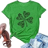St. Patrick's Day Shirts for Women Lucky Green Shamrock Funny Cute Graphic Tee Tops Irish Gifts