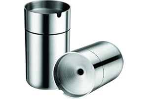 OTOLIMAN Stainless Steel Car Cigarette Ashtrays Fireproof Automatically Extinguished Unbreakable Ashtray for Car Home Office Outdoor Use Large Size (280gr-10oz) (Silver)