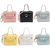 KuuGuu 6 PCS Mini Backpack Keychain Super Smalls Makeup Bag Cute Coin Wallet PU Leather Lipstick Bag Card Holder Data Cable Organizer Fashion Bag Charms Accessories for Women Girls (Style 6)