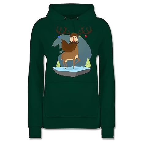 Weihnachten & Silvester - Hipster Hirsch Christbaumschmuck - Damen Hoodie