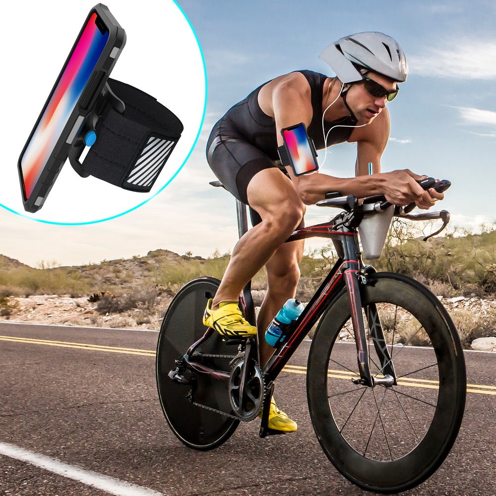 LOVPHONE Running Armband, Sport Exercise Armband with Magnetic Quick Installation and Two Size Adjustable Velcro Straps for iPhone X/8/8 Plus/7/7 Plus/6/6s, Samsung Note 8/S8/S7 Edge