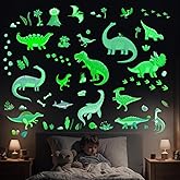 DECOWALL GDS4-8087 Glow in The Dark Dinosaur Wall Decals Removable Dino Stickers for Kids Bedroom Nursery Boys
