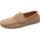 ANUFER Men's Suede Leather Penny Loafers Moccasin Slippers | Breathable Leather Lining, Removable PU Insole, Lightweight Outsole, Casual &amp; Dressy, Driving Shoes
