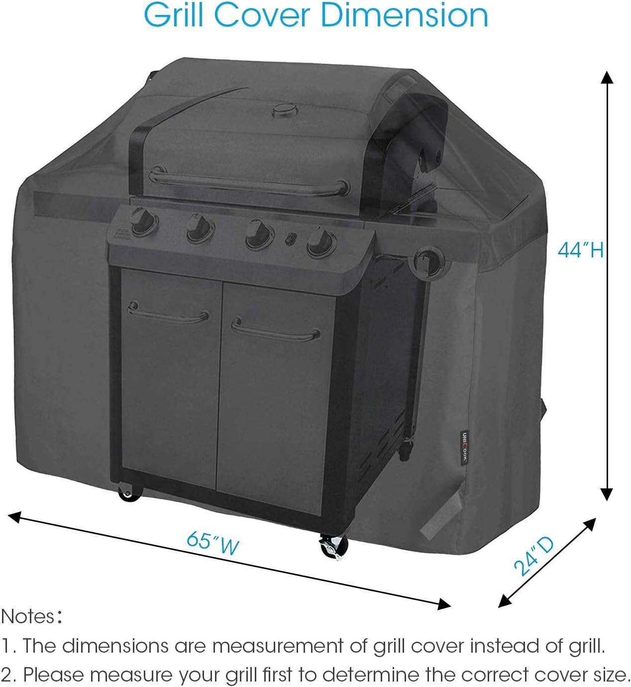 Unicook Heavy Duty Waterproof Barbecue Gas Grill Cover, 65-inch BBQ Cover, Special Fade and UV Resistant Material, Durable and Convenient, Fits Grills of Weber Char-Broil Nexgrill Brinkmann and More : Garden & Outdoor