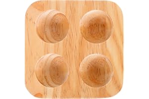 KICHOUSE Wooden Egg Tray Double Row 4-hole Egg Holder Sturdy Solid Wood for Kitchen and Desktop Display