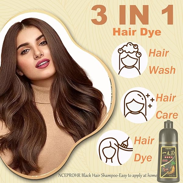 NCEPROHR INSTANT COFFEE HAIR DYE SHAMPOO 3 IN 1- HERBAL COFFEE HAIR COLOR SHAMPOO HAIR DYE FOR WOMEN & MEN, LONG LASTING COFFEE HAIR SHAMPOO SAFE & EASY TO USE COFFEE SHAMPOO 16.90 FL OZ (COFFEE)