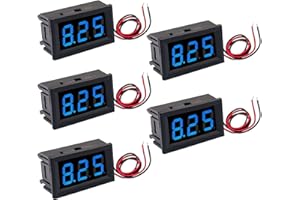DaFuRui Digital Voltage Display，5Pack 0.56" Two-Wire DC 3V-30V Blue LED Voltmeter Waterproof Display Voltage Tester Meter