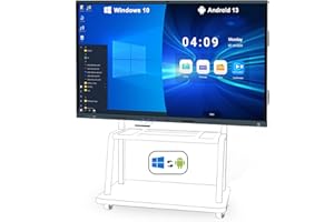 LINGHUFOX Smart Board, 86 Inch 4K Touch Screen Interactive Whiteboard Built in AI Camera and 8 Mics, All in One Computer with Windows 10 & Android for Office Classroom Home (Board+Mini PC+Wall Mount)
