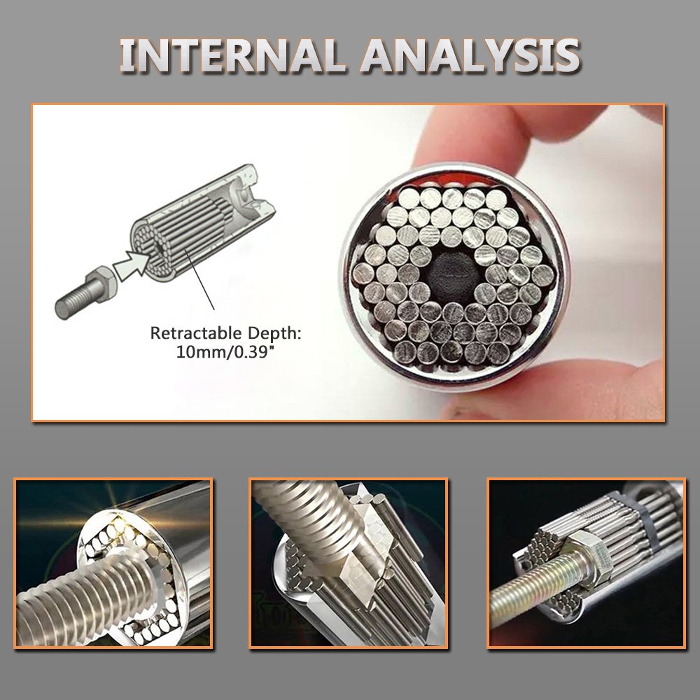 Universalschlüssel Adapter,Standard 1/4 in - 3 / 4in,Metrisch 7- 19mm Multifunktions-Universal-Handwerkzeuge Steckschlüssel Adapter Repair Tools Universalnuss Selbsteinstellende Kombination