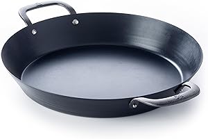 BK Black Steel Seasoned Carbon Steel Paella Pan, 15"
