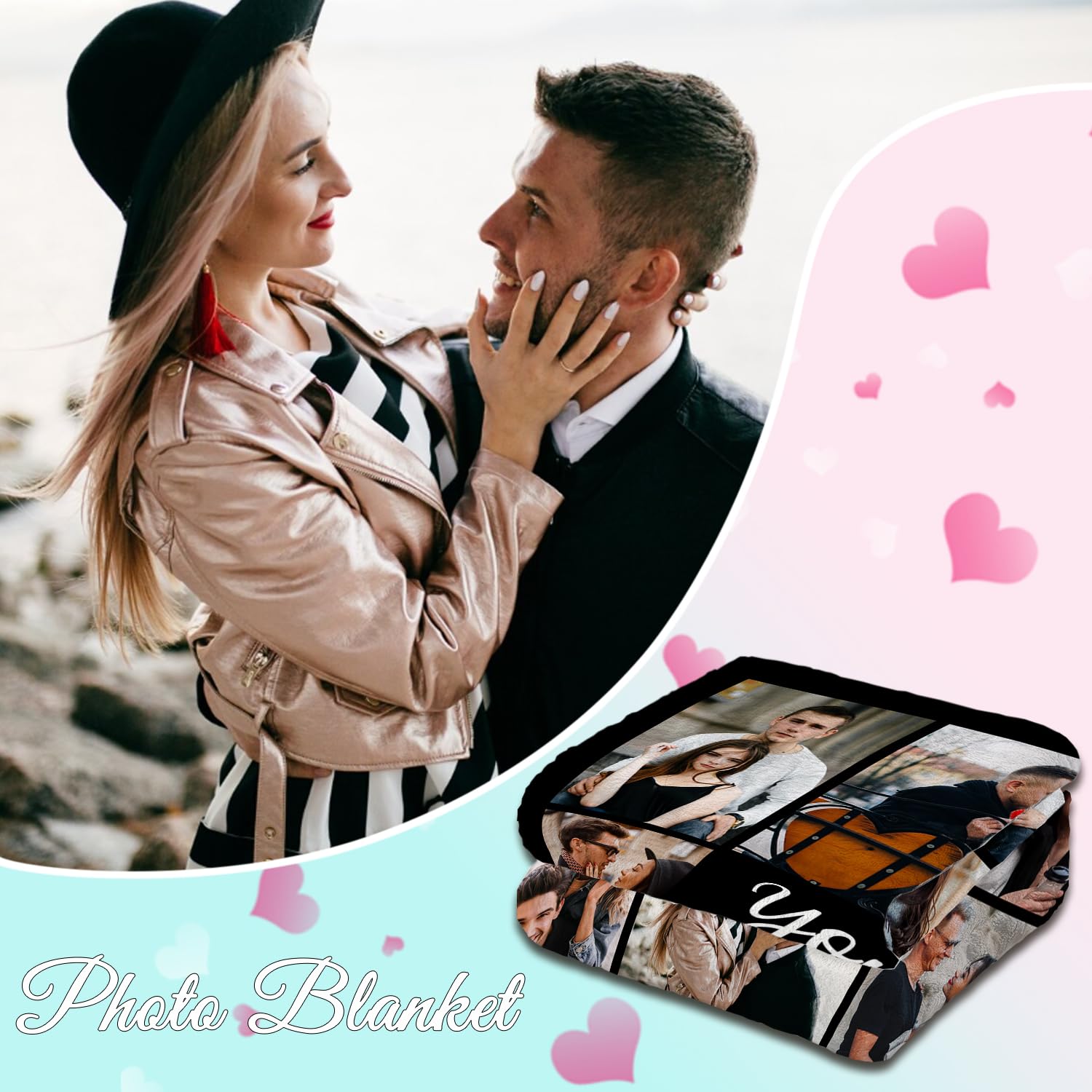 Cara Nonna Custom Blanket with Photo Personalized Picture Blanket for Christmas Valentines Day Anniversary Birthday Gifts Customized Gifts for Dad Mom Girlfriend Boyfriend Wife Husband