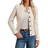 GRACE KARIN Women Button Up Cable Knit Sweater, Cropped Cardigan Sweaters, Chunky Winter Clothing 2025