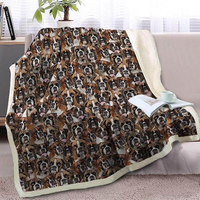 BlessLiving Fuzzy Dogs Blanket for Kids Adults Cute Puppy
