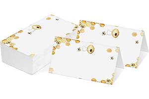 YUANSAIL Honey Bee Place Cards Tent Style Cards – 25 Cards per Pack – Honey Bee Party Supplies Decorations – Gender Reveal Party Favors Birthday Party(TAIKA-013)