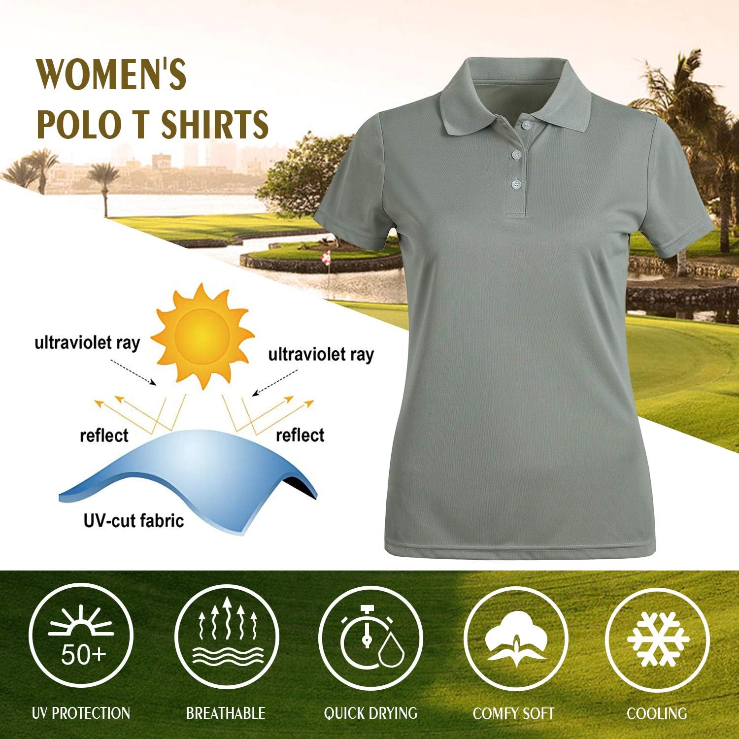 MOHEEN Women's Short Sleeve Polo Shirts Moisture Wicking Athletic Golf Polo at  Women’s Clothing store