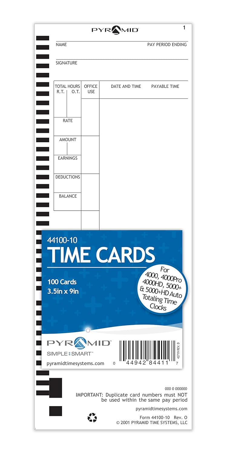 Amazon Pyramid 44100 10 Genuine Time Cards For 4000 4000Pro 