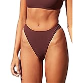 Mstaad Women Ruched Back Cheeky Bikini Bottom Brazilian Sexy High Cut Swim Bottom High Rise Bathing Suit Bottom